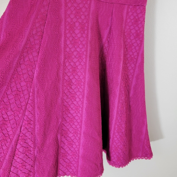 FREE PEOPLE Miss Connections fuchsia cut out lace A-line flare mini party dress - Picture 5 of 11